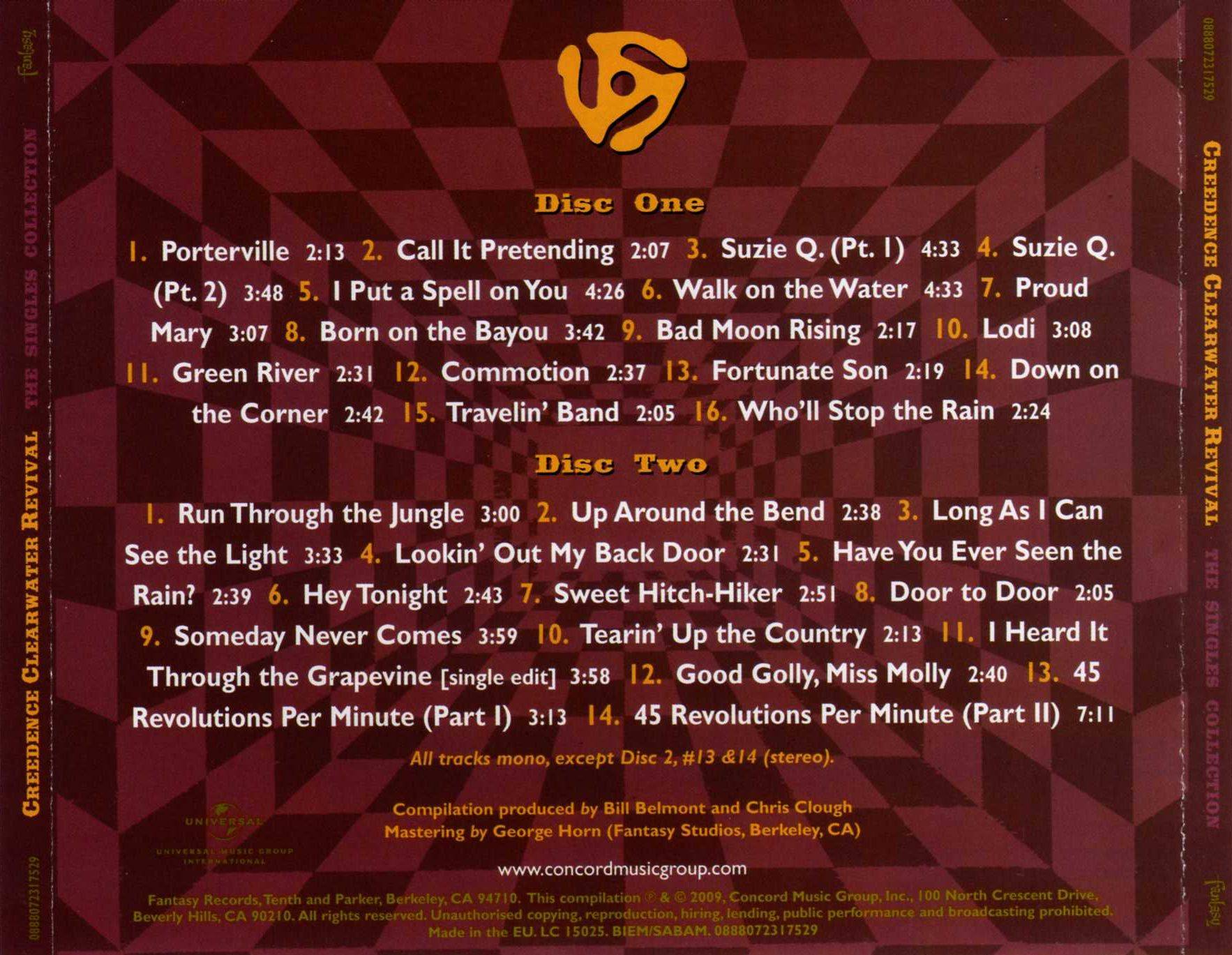 Creedence Clearwater Revival The Singles Collection : Back